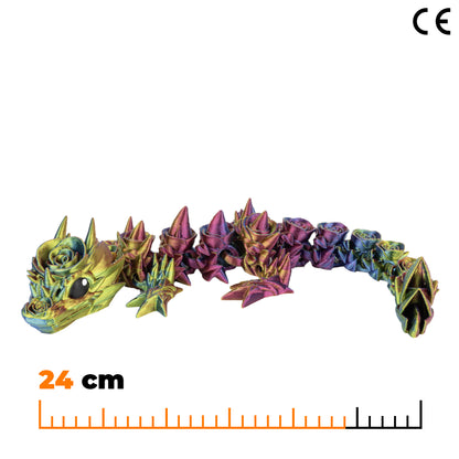 Květinové dračí mládě - Modro-žluto-fuschiová